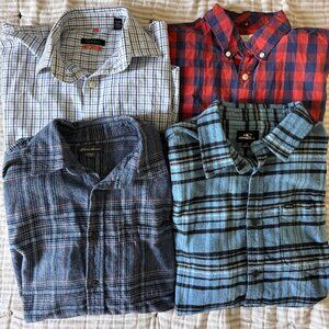 Men’s Flannel & Button-Down Shirt Bundle – Size M – O’Neill, GAP, Van Heusen, Ed